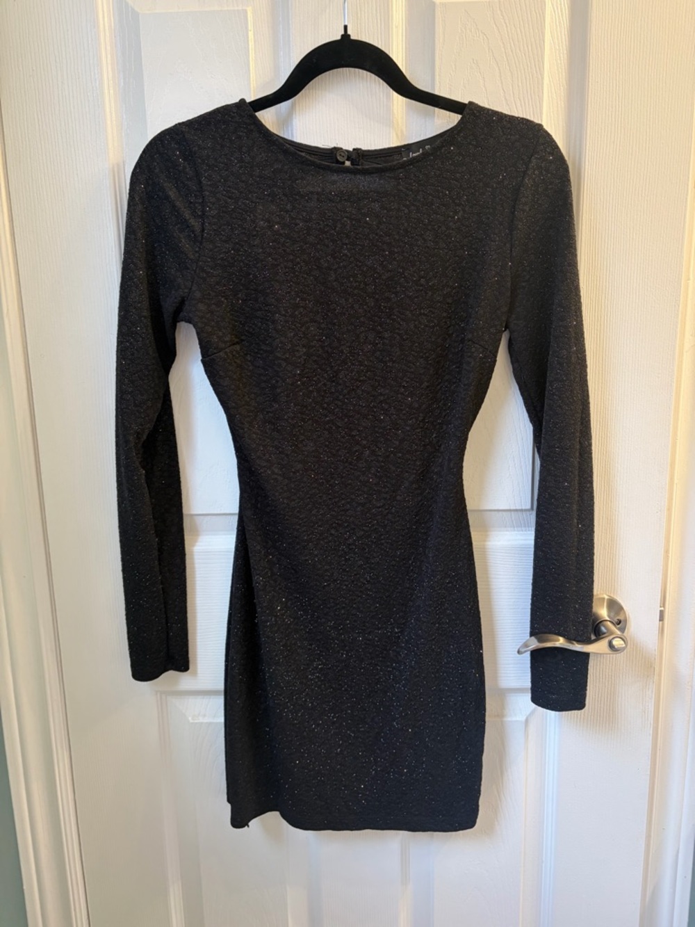 Lovely Day Black Sparkle Long Sleeve Mini Dress